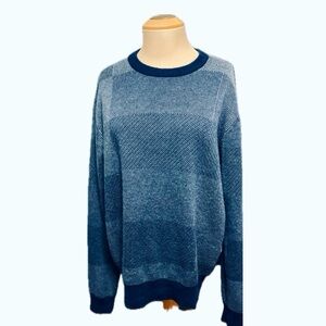 Grafton navy blue crew neck patterned sweater large L baggy gorecore Grampacore